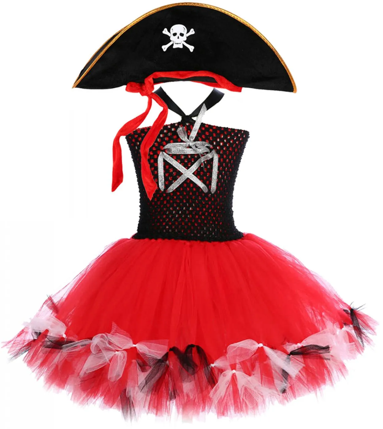 Vestito da tutu pirata per ragazze Costume cosplay di Halloween per bambini Ragazza Principessa Abiti da festa Bambini Capitano