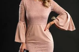 Vestito mini con pizzo Marina, rosa