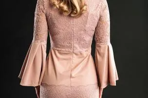 Vestito mini con pizzo Marina, rosa
