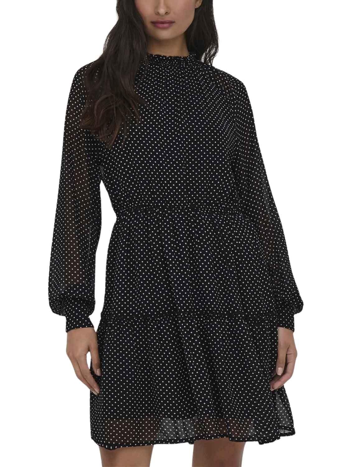 Vestito Only Isabella Topos Nero per Donna