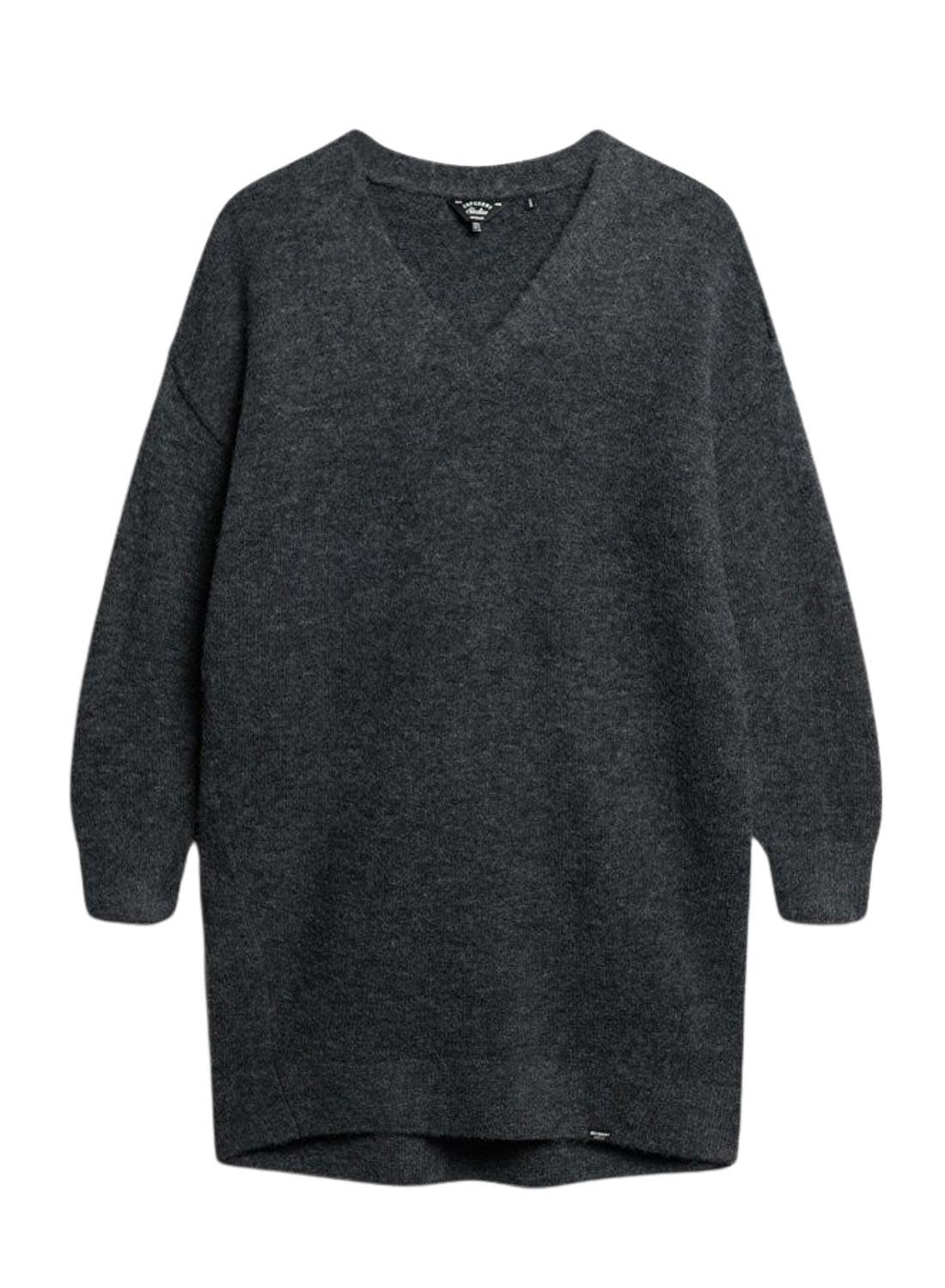 Vestito Superdry V Neck Knit Grigio per Donna