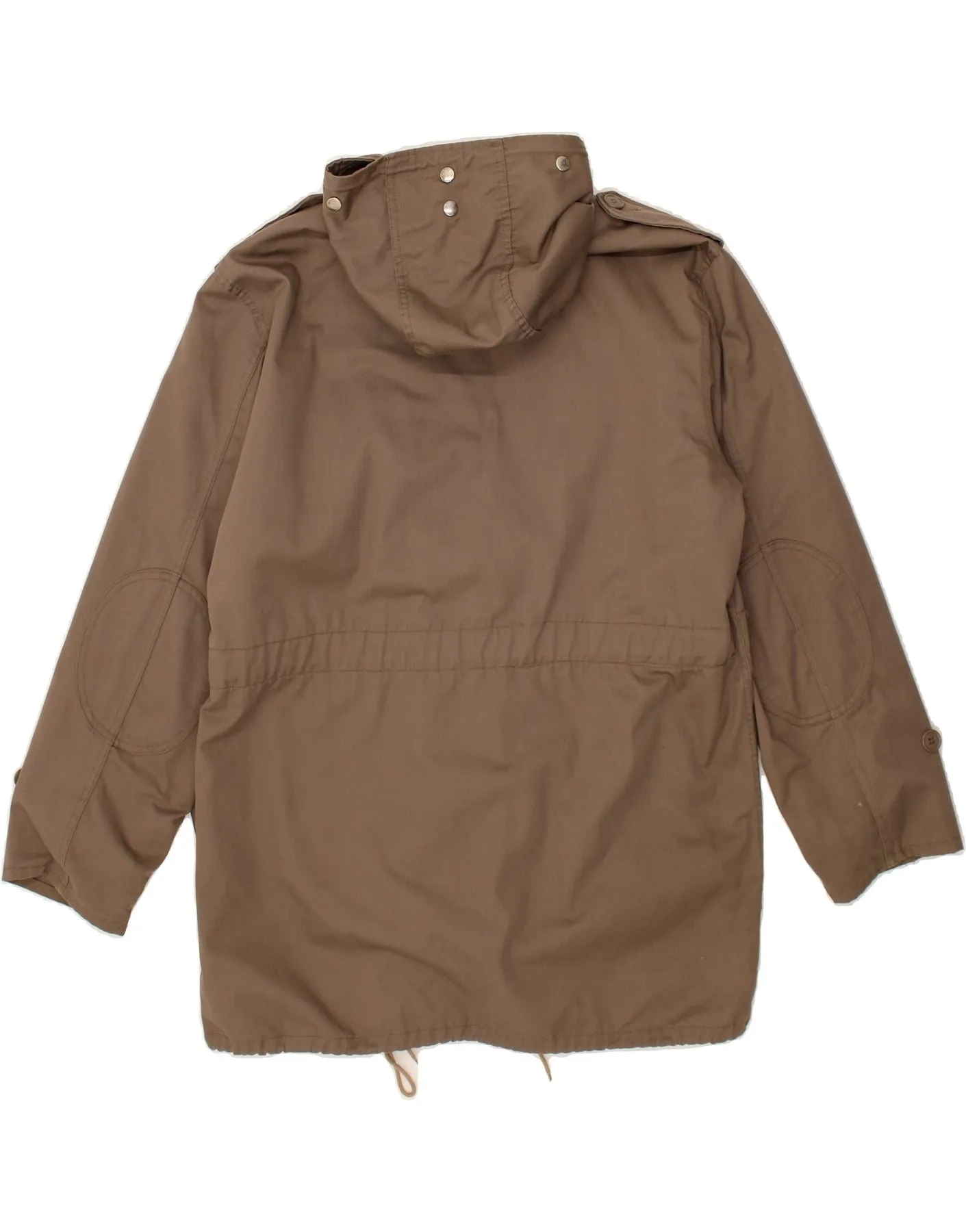 VINTAGE Mens Hooded Parka Jacket IT 52 XL Brown Polyester