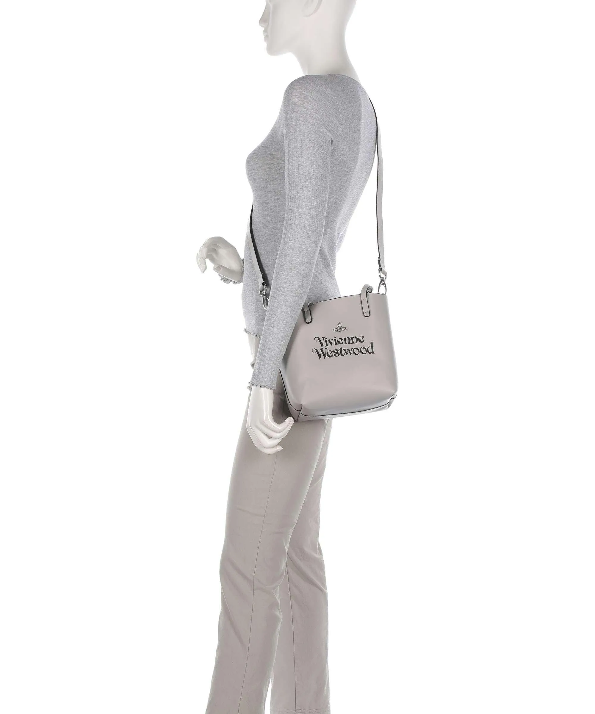  Vivienne Westwood Studio Small Borsa a tracolla pelle bovina grigio chiaro  