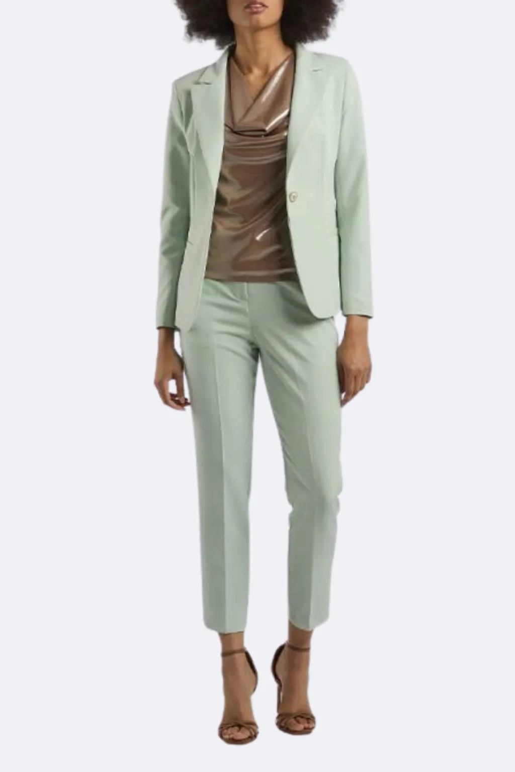 YES-ZEE PANTALONE DONNA DRITTO VERDE ACQUA P389