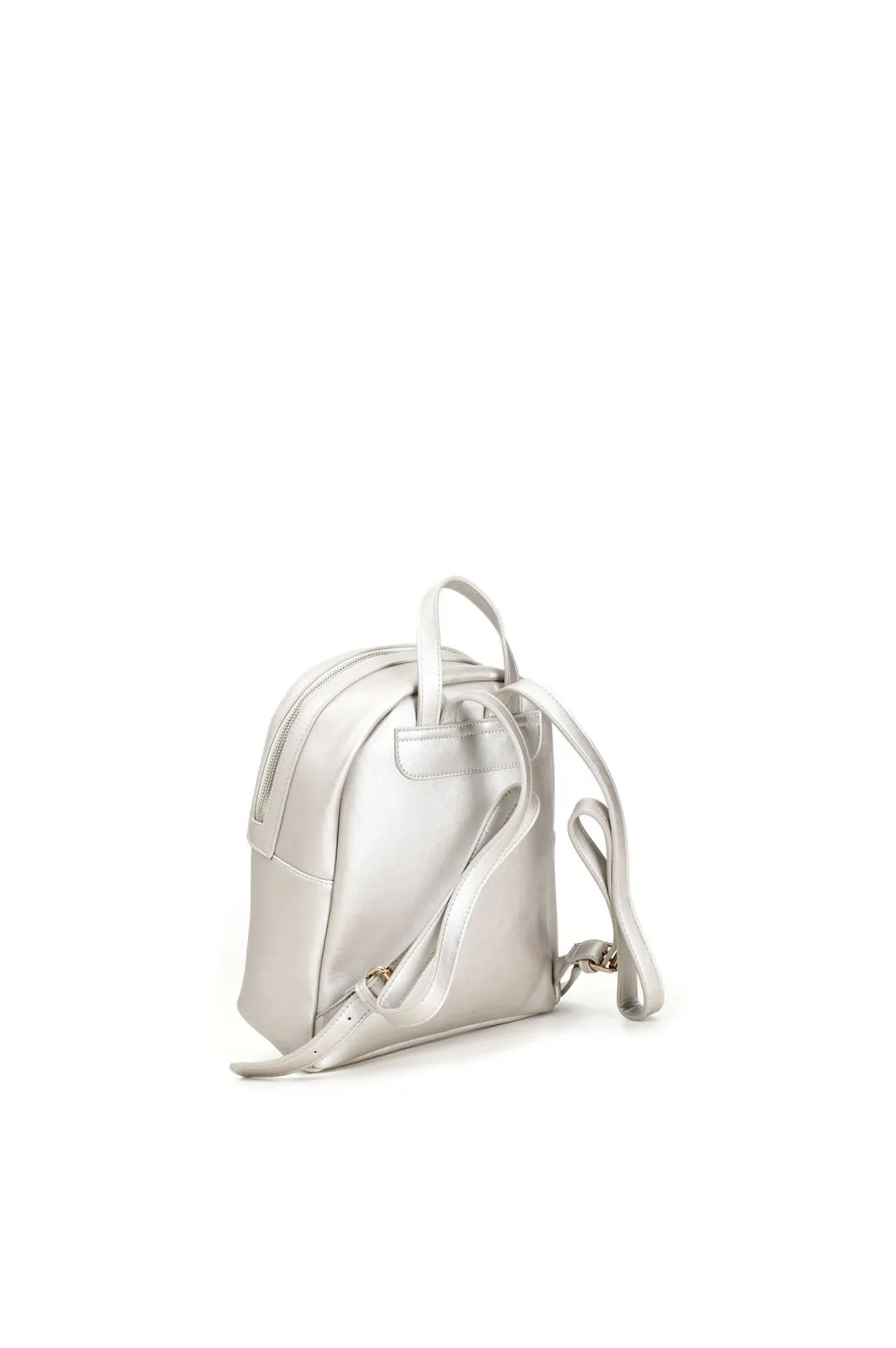 zaino con chiusura zip in testa e logo cafènoir platino