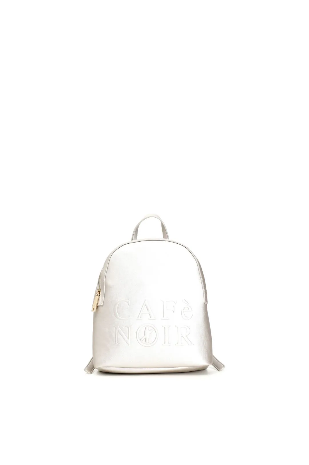 zaino con chiusura zip in testa e logo cafènoir platino