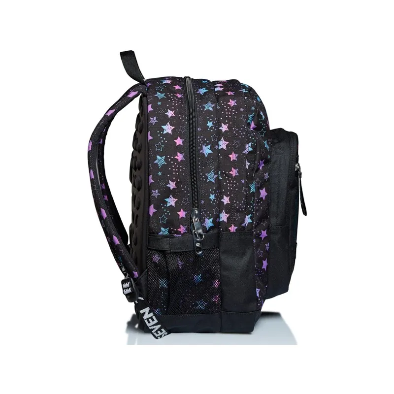ZAINO ORGANIZZATO SEVEN FREETHINK DANCE PARTY JET BLACK 43X31X21CM 2 ZIP 2 TASCHE C/ZIP GARANZ.4 ANNI SEVEN ITALY